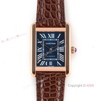 (ER) Cartier Tank Solo W5200027 Rose Gold Black Face Watch Swiss Grade 1